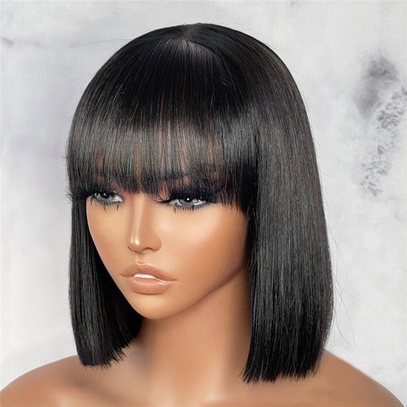 Fringe Bob Wig with Baby Hair, HD Lace, 12A Virgin Hair