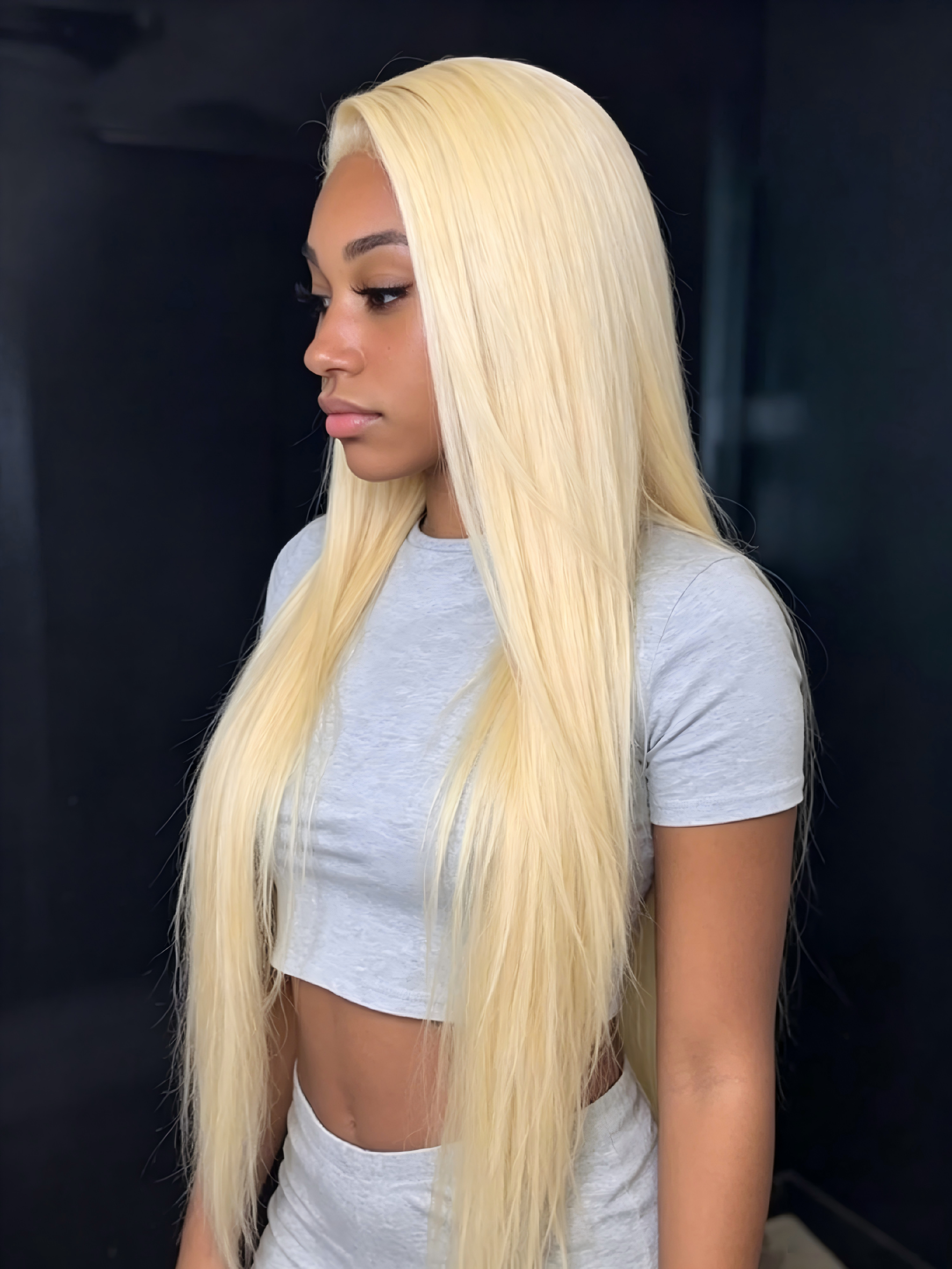 613 Blonde Straight Lace Front Wig – 100% Virgin Brazilian Remy Hair, 13x4 HD Lace Glueless