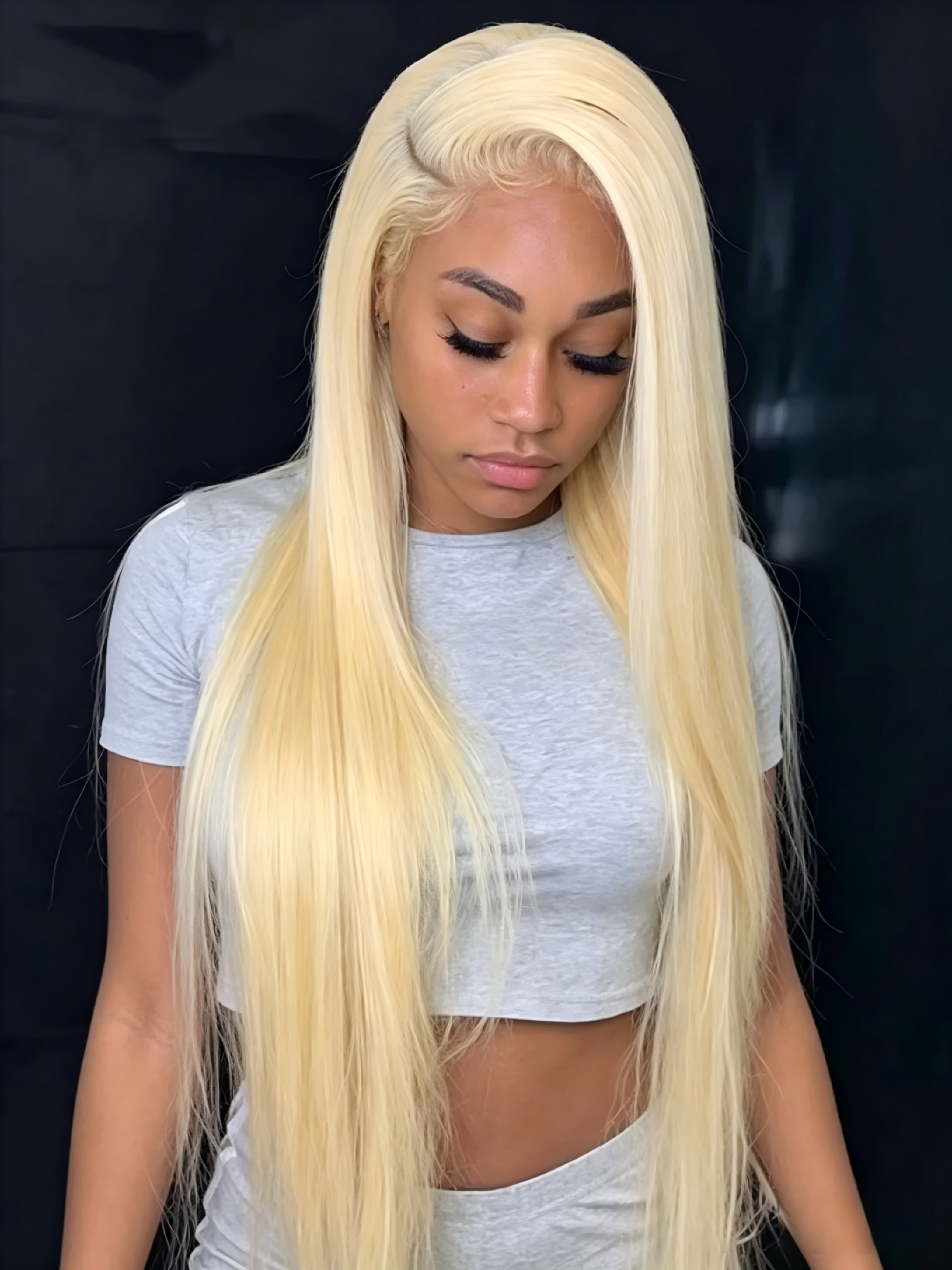 613 Blonde Straight Lace Front Wig – 100% Virgin Brazilian Remy Hair, 13x4 HD Lace Glueless