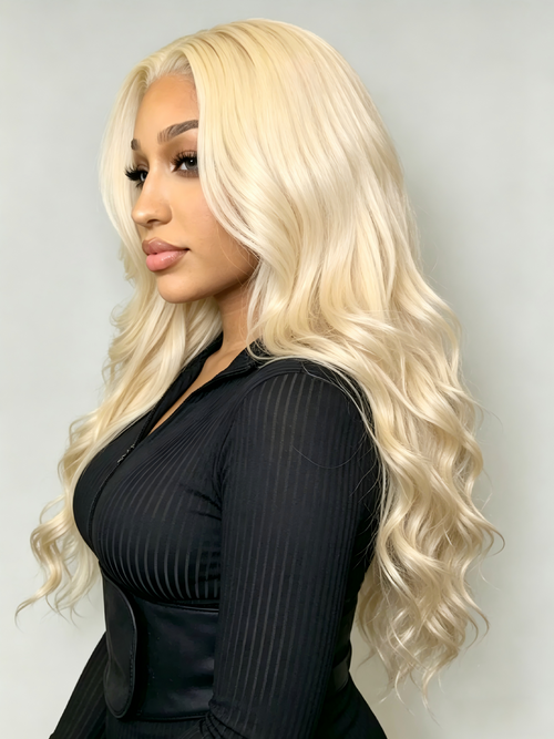 613 Blonde Body Wave Lace Front Wig, HD Lace, Glueless, 100% Raw Human Hair
