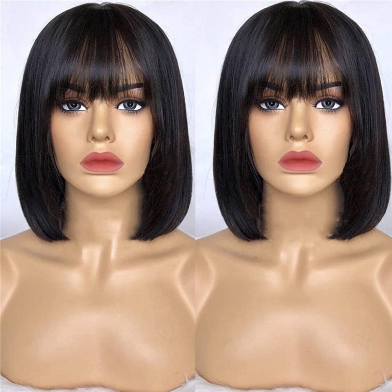 Fringe Bob Wig with Baby Hair, HD Lace, 12A Virgin Hair