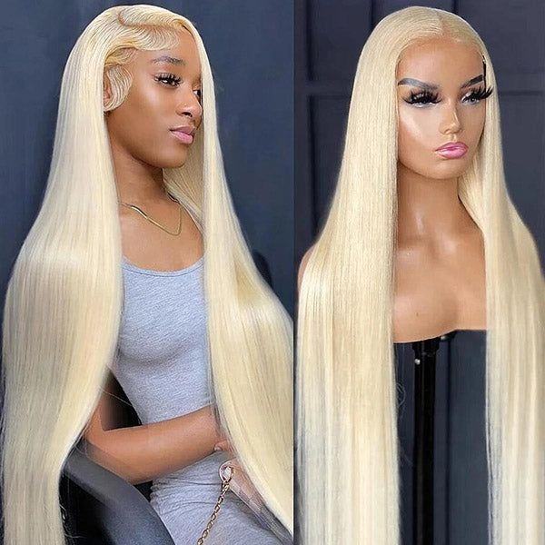 613 Blonde Straight Lace Front Wig – 100% Virgin Brazilian Remy Hair, 13x4 HD Lace Glueless