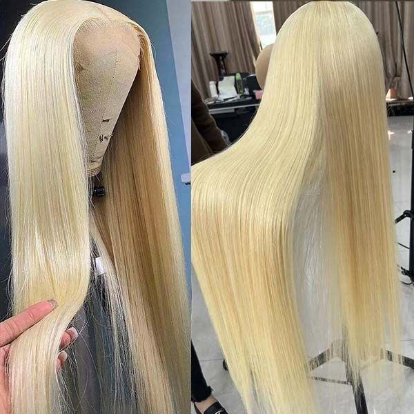 613 Blonde Straight Lace Front Wig – 100% Virgin Brazilian Remy Hair, 13x4 HD Lace Glueless