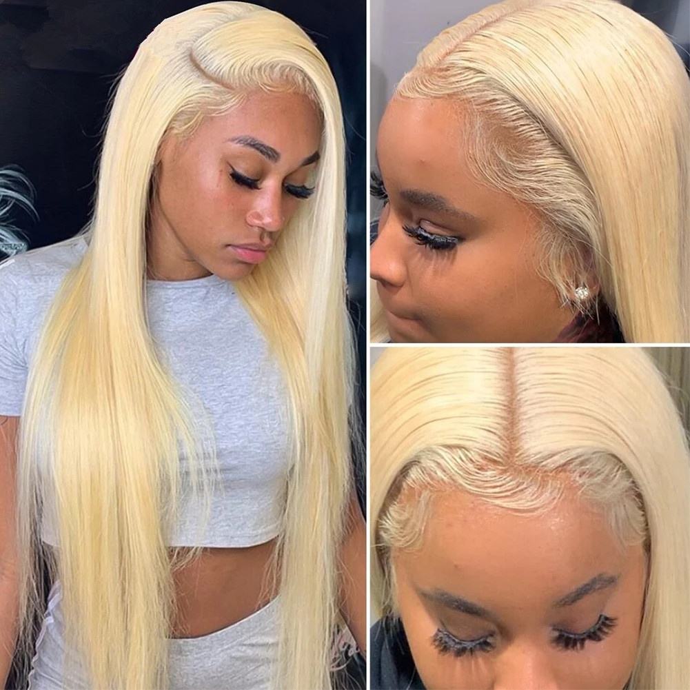 613 Blonde Straight Lace Front Wig – 100% Virgin Brazilian Remy Hair, 13x4 HD Lace Glueless